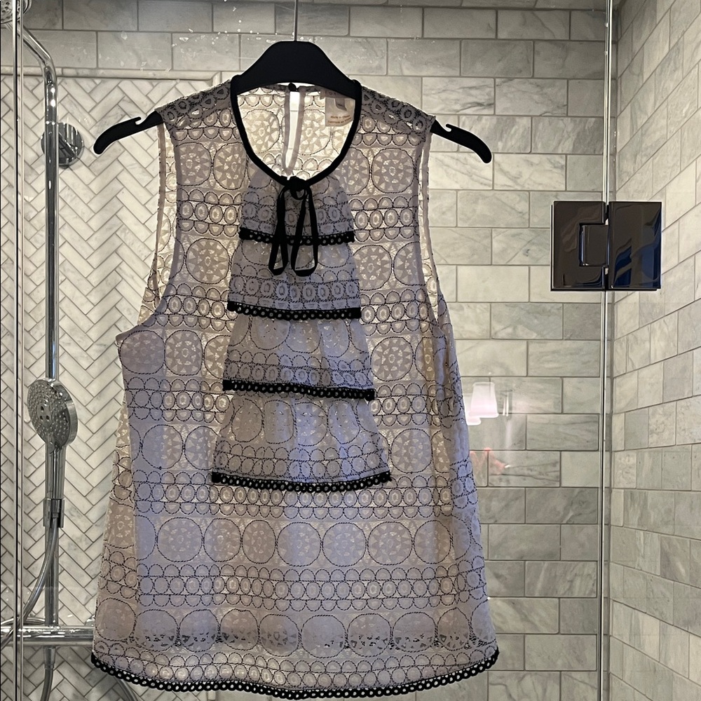Foxiedox White Lace Top with Black Accents